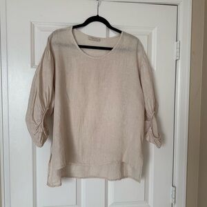 Bella Umbra Linen Balloon Sleeve Top Medium